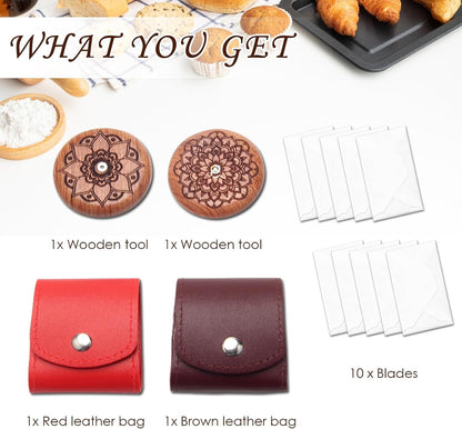 14PCS Wood Sourdough Bread Lame Dough Scoring Tool Set with Blades7