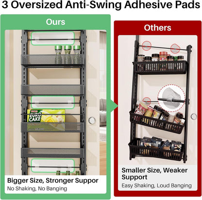 8 Tiers over the Door Pantry Organizer,17.2"W X 6.2"D X 69.2"H, Black5