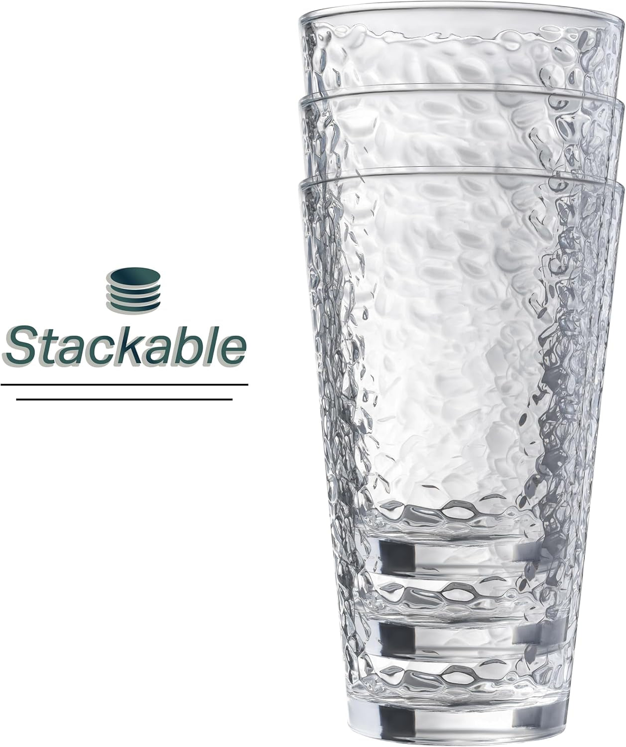 set-of-10-hammered-glass-cups-clear-heavy-base-drinking-glasses-16oz-stackable-durable-dishwasher-safe-freezer-safe-non-slip-100-food-grade-bpa-free-secure-packaging-eco-friendly
