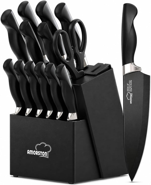 Knife Set 15 Piece Kitchen Knife Set with Block1