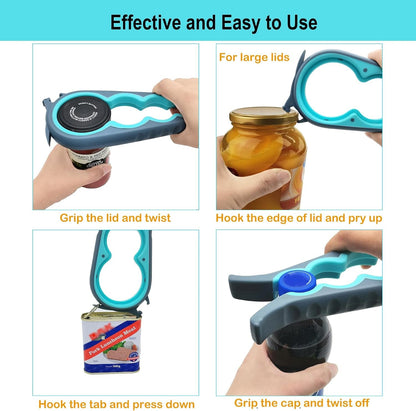 Jar Opener for Weak Hands, Seniors with Arthritis, 5 in 1 Bottle Opener | Multi-Use Lid Opener Set with Non-Slip Rubber Gripper Pad & Wine Opener, Great for Senior Parents, Grandparents or Loved Ones10