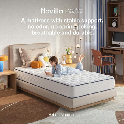 Twin Mattress 6 Inch, Bonnell Spring Hybrid with Spine Support2