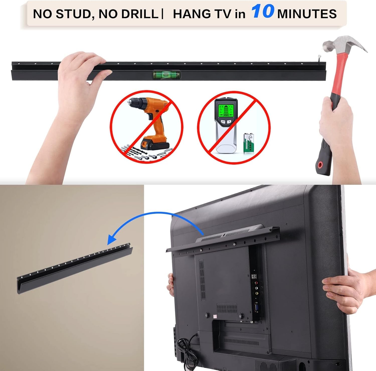 no-drill-drywall-tv-mount-no-stud-tv-wall-mount-for-most-brand-22-55-inch-tvs-up-to-100-lbs-easy-install-no-stud-studless-tvs-wall-mount-include-all-hardware-level-bubble-meter