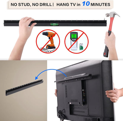 No Drill Drywall TV Mount, No Stud TV Wall Mount for Most Brand 22-55 Inch Tvs up to 100 Lbs, Easy Install No Stud Studless Tvs Wall Mount, Include All Hardware- Level Bubble Meter3