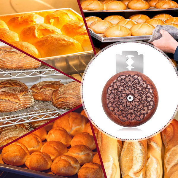 1+10 Pcs Sourdough Bread Lame Scoring Tool, Best Bread Lame Cutter for Sourdough Bread Lame Wooden Bread Lame Dough Scoring Tool Include 10 Razor Blades and Storage Cover5