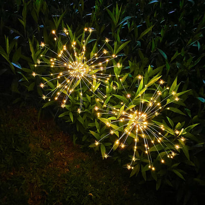 Solar Firework Lights, 2 Pack 180 Leds 2 Lighting Modes Solar Lights Outdoor Waterproof for Garden Patio Walkway Pathway Party Wedding Christmas Decorative - Warm White3
