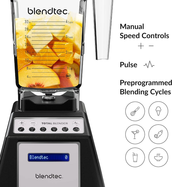 Total Blender Classic (Black) & 75Oz* Fourside Jar | Powerful and Reliable Kitchen Blender; 10 Speeds with Pulse; Six Preprogrammed Cycles for One Touch Consistent Blends5