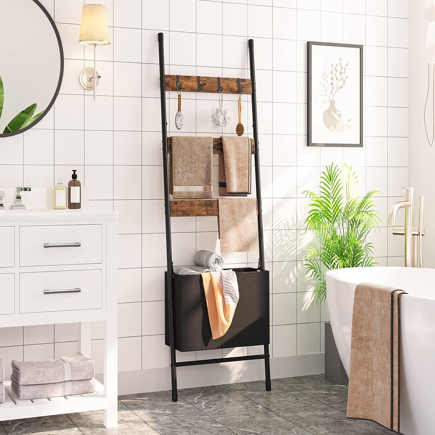 blanket-ladder-with-basket-17-3-l-x-63-4-h-towel-rack-with-hooks-blanket-holder-rack-decorative-ladder-shelf-drying-and-display-rack-for-bathroom-living-room-rustic-brown-bf31cj01