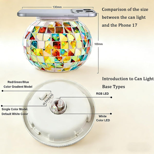 Solar Table Lights Outdoor,Color Changing Glass Mosaic Garden Light6