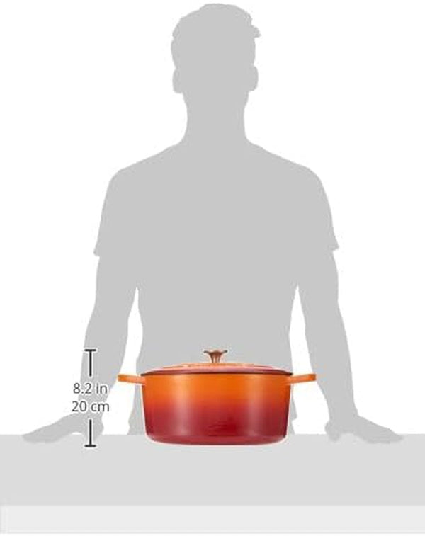 Crock Pot Artisan 7-Quart Oval Enameled Cast Iron Dutch Oven – Sunset Orange, Durable Heavy-Duty Cookware for Slow Cooking, Roasting, Baking with Lid5