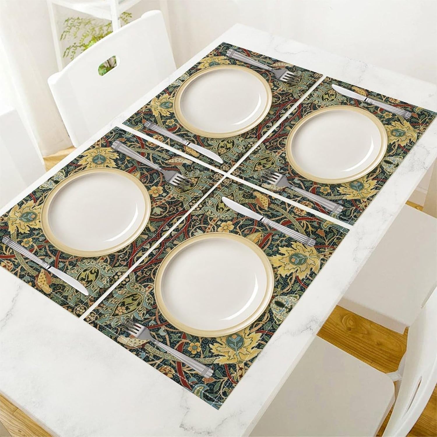william-morris-floral-placemats-flower-bird-decorative-table-mat-antique-native-heat-resistant-place-mats-for-dining-kitchen-party-holiday-decor-12x18inch-set-of-4