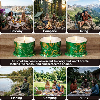 Citronella Candles Outdoor for Patio-3Pcs Natural Soy Wax Portable Citronella Oil Candles in Decorative Tins, Long Lasting Summer Essentials for Camping, Backyard BBQ, Gardening & Outdoor Dining7
