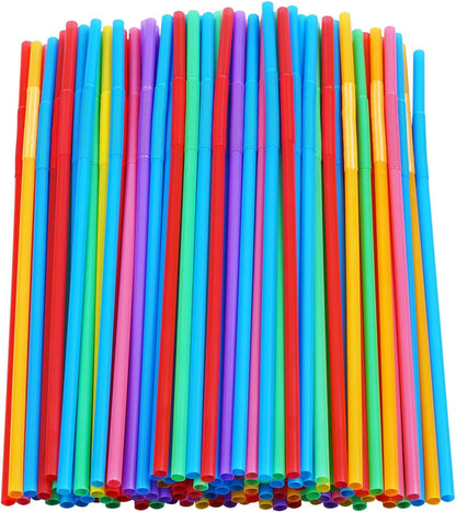 200 Pcs Colorful Plastic Long Flexible Straws | 0.23" Diameter X 10.2" Long, Bendable, for Parties, Daily Use1