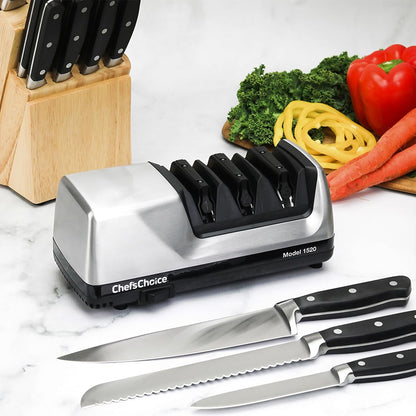 Chef'Schoice Professional Electric Knife Sharpeners Angleselect for 15- and 20-Degree Straight-Edge and Serrated Knives with Diamond Abrasives & Precision Angle Control, 2-Stage, Metallic6