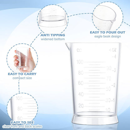 2 Pcs Hair Dye Measuring Cups, 4 Oz, Transparent4