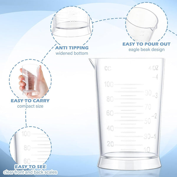2 Pcs Hair Dye Measuring Cups, 4 Oz, Transparent4