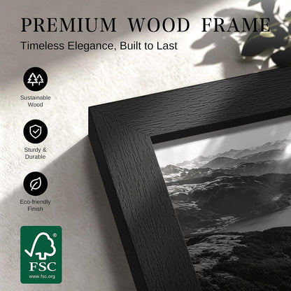11X17 Picture Frame, Wood Black 11 X 17 Frame for Wall Mounting, Display Photo Poster Certificate, for Gallery Wall Home Office, 1 Pack5