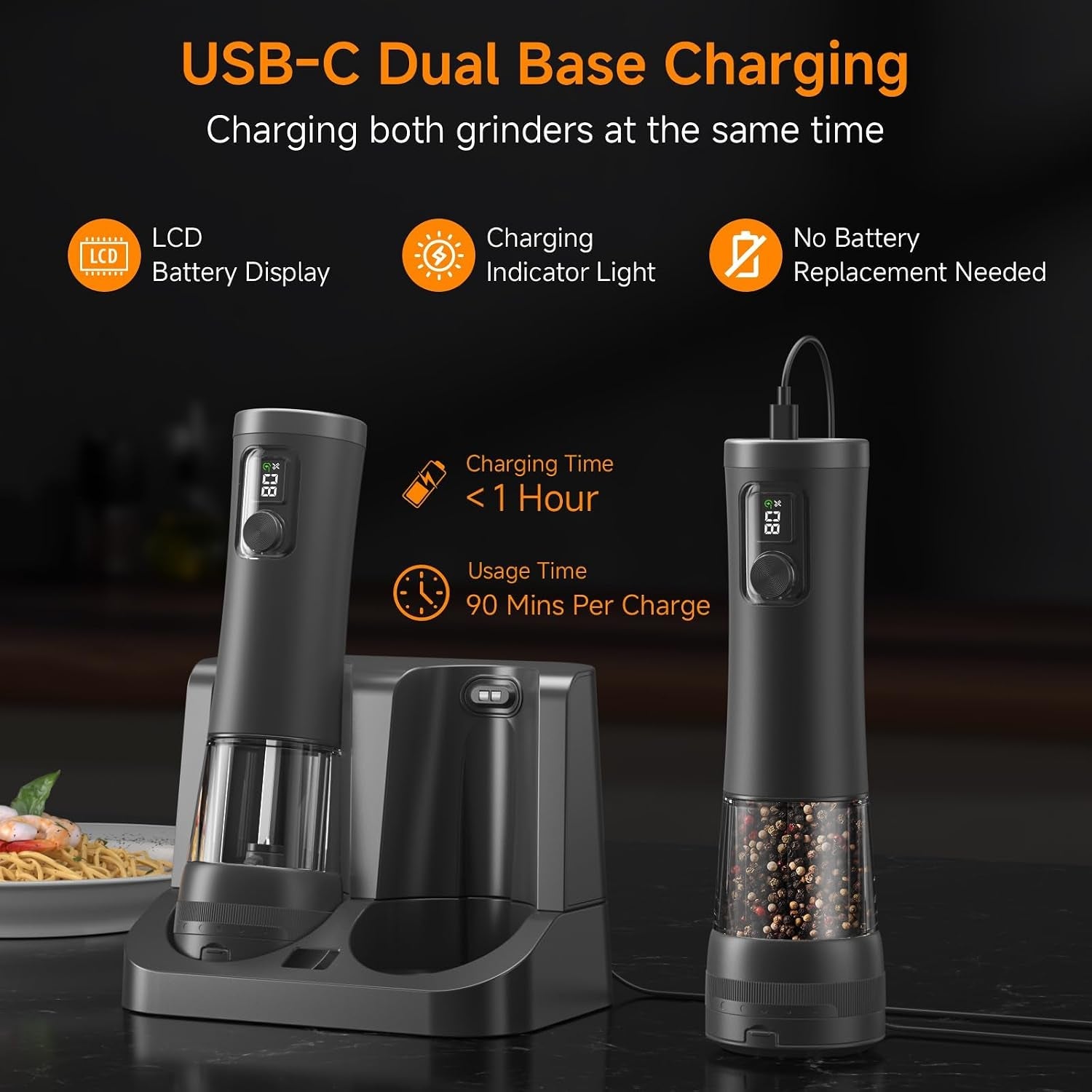electric-salt-and-pepper-grinder-set-2-pack-rechargeable-automaticblack