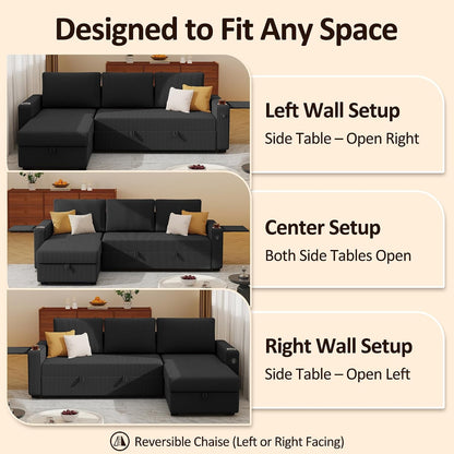 80" Sectional Sleeper Sofa Bed Pull Out Couches for Living Room9