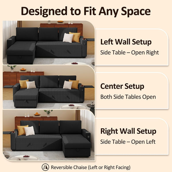 80" Sectional Sleeper Sofa Bed Pull Out Couches for Living Room9