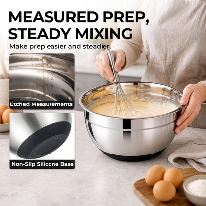Stainless Steel Nesting Mixing Bowls with Airtight Lids Set of 53