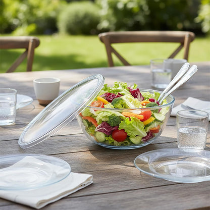 Large Glass Mixing Bowl, 4.7 Quart Large Glass Salad Bowl with Lid (Deep, Wide Design)6