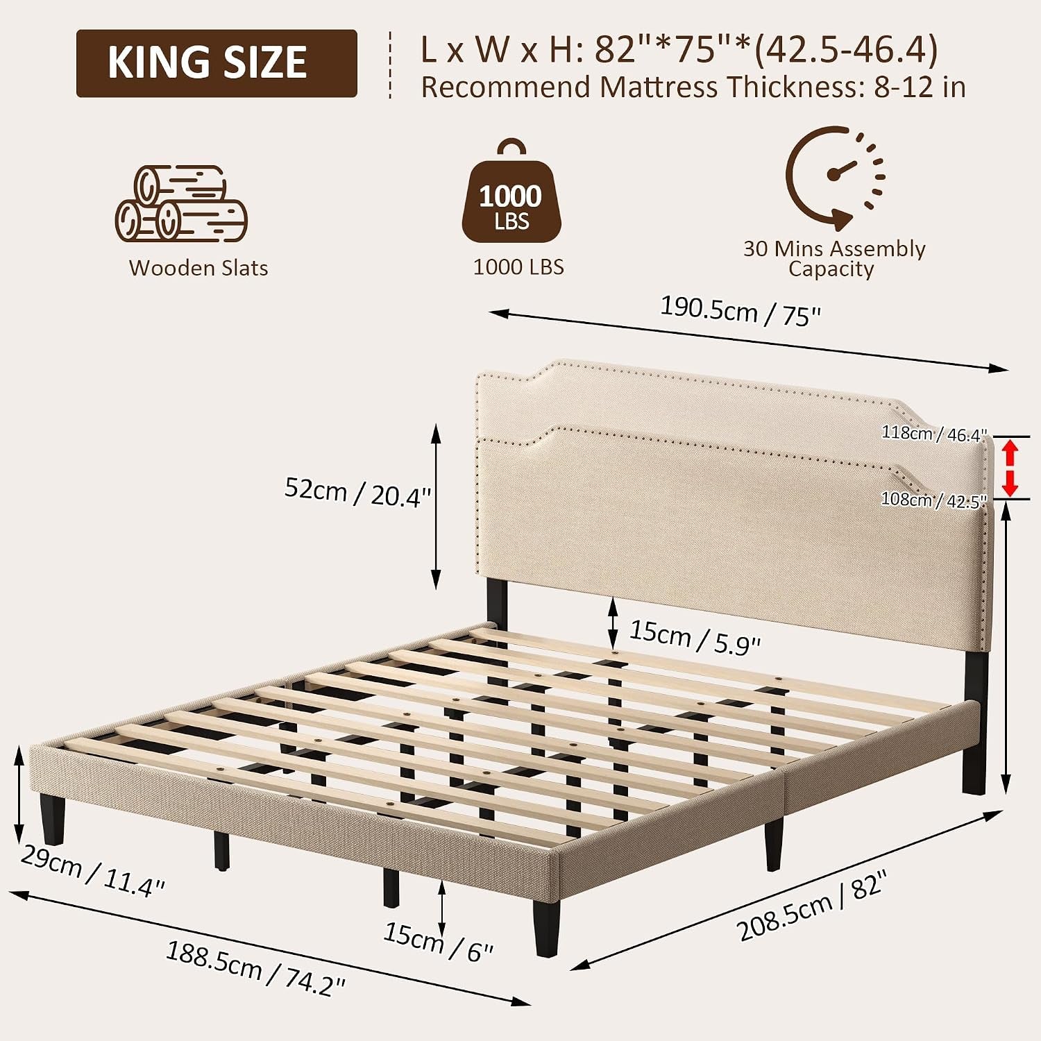 king-size-bed-frame-with-upholstered-headboard-wood-platform-bed-with-soft-linen-adjustable-headboard-elegant-studded-design-wooden-slats-no-box-spring-needed-king-bed-frame-beige
