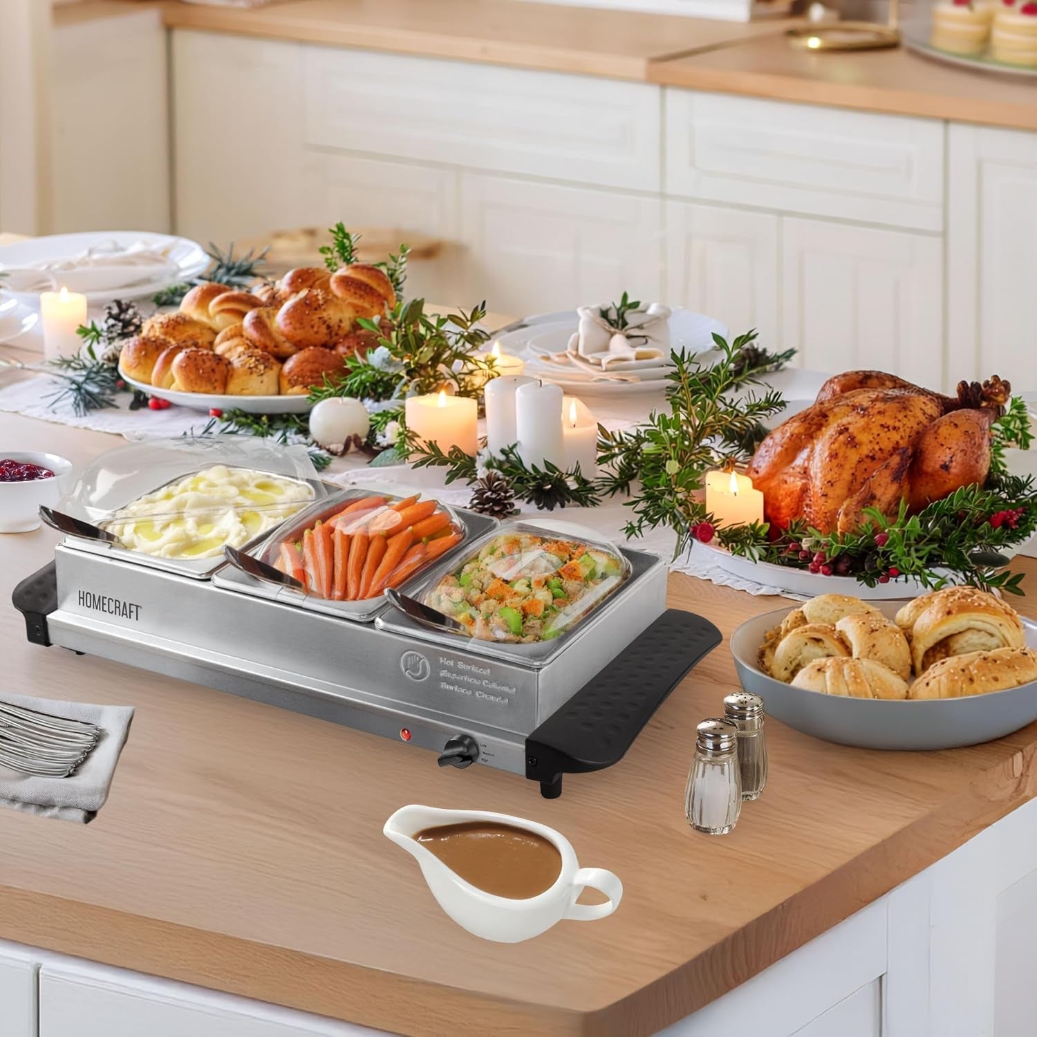 hcbs15ss-3-station-1-5-quart-stainless-steel-buffet-server-slow-cooker-warming-tray-adjustable-temperature-perfect-for-dinner-appetizers