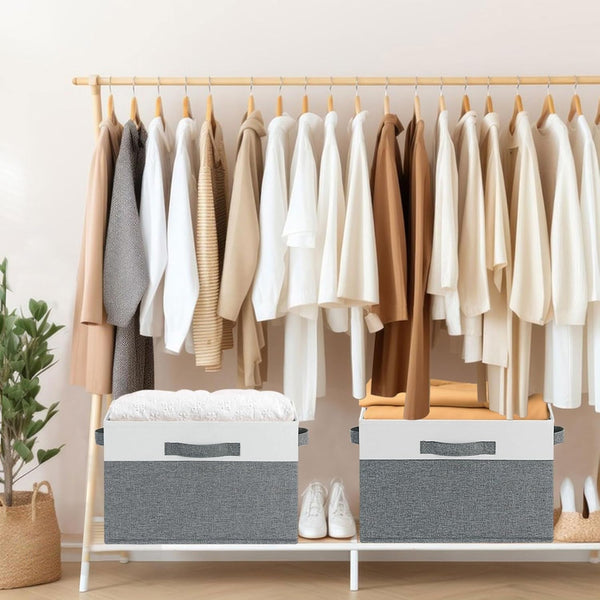 Large Fabric Storage Bins with 3 Handles, 15X11X9.6 Inch Storage Baskets for Shelves, Foldable Closet Storage Bins for Shelves, Closet Organizers and Storage Boxes 3 Pack5