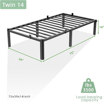 Twin Bed Frame, 14 Inch Heavy Duty Steel Platform, Noise-Free2