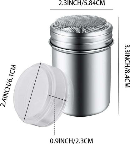 1Pcs Stainless Steel Powder Sugar Shaker Duster with Lid, Fine Mesh Shaker Powder Cans for Baking Soda Cocoa Cornstarch Coffee Flour Ect2