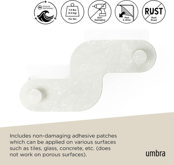 Nami Shower Caddy, Adhesive No Drill Bathroom, Set of 2, Ocean Sand6