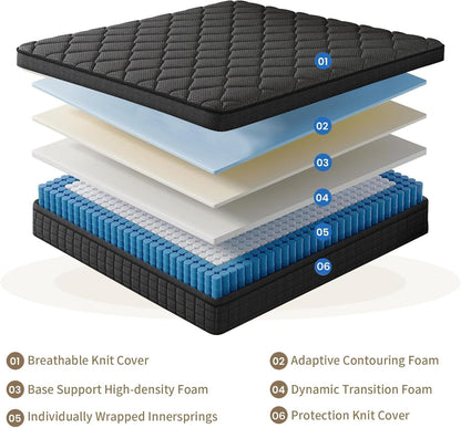10 Inch Queen Mattress, Medium Firm Hybrid Queen Mattresses, Memory Foam Mattress in a Box with Individually Wrapped Pocket Springs, Reinforced Edge Support, Pressure Relief, Motion Isolation2