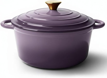 Vintage Style 6 Quart Dutch Oven Pot with Lid, Non Stick Enameled Cast Iron Dutch Oven for Bread Baking, Heavy-Duty, Oven Safe Ceramic Cookware up to 500°F for Baking, Braising, Stews, Roasting, Purple1
