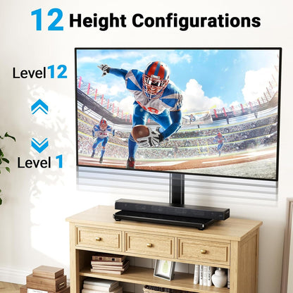 Universal Swivel TV Stand for 24-60 Inch Tvs up to 99 Lbs, 12 Height Adjustable Table Top TV Stand, TV Base Stand with Tempered Glass Base, Max VESA 400X400Mm, PSTVS334