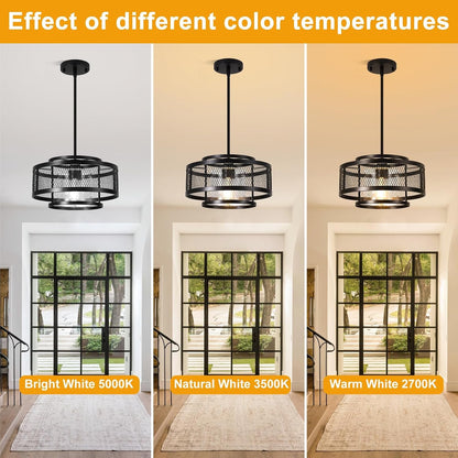 13" Dining Room Light Fixture/Chandelier over Table, No Assembly Required Modern Black Pendant Light Fixtures, Industrial Hanging Pendant Lights Fixture for Kitchen Island Dining Room Hallway Entryway4