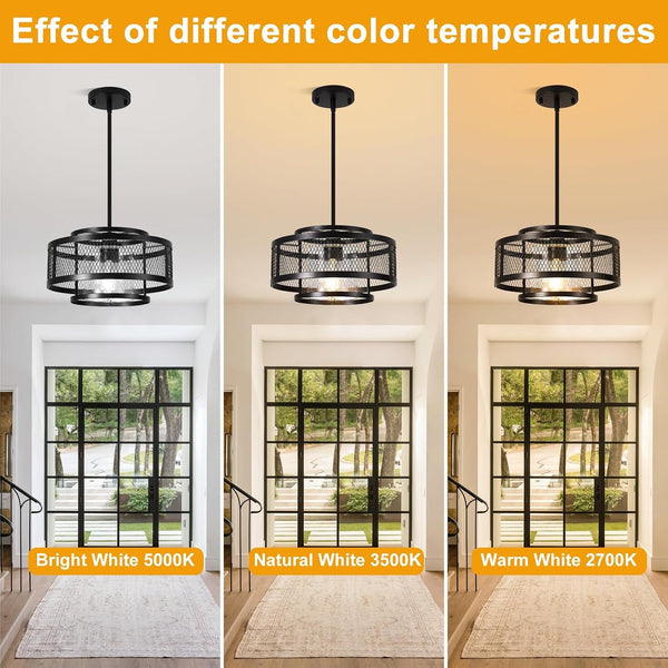 13" Dining Room Light Fixture/Chandelier over Table, No Assembly Required Modern Black Pendant Light Fixtures, Industrial Hanging Pendant Lights Fixture for Kitchen Island Dining Room Hallway Entryway4