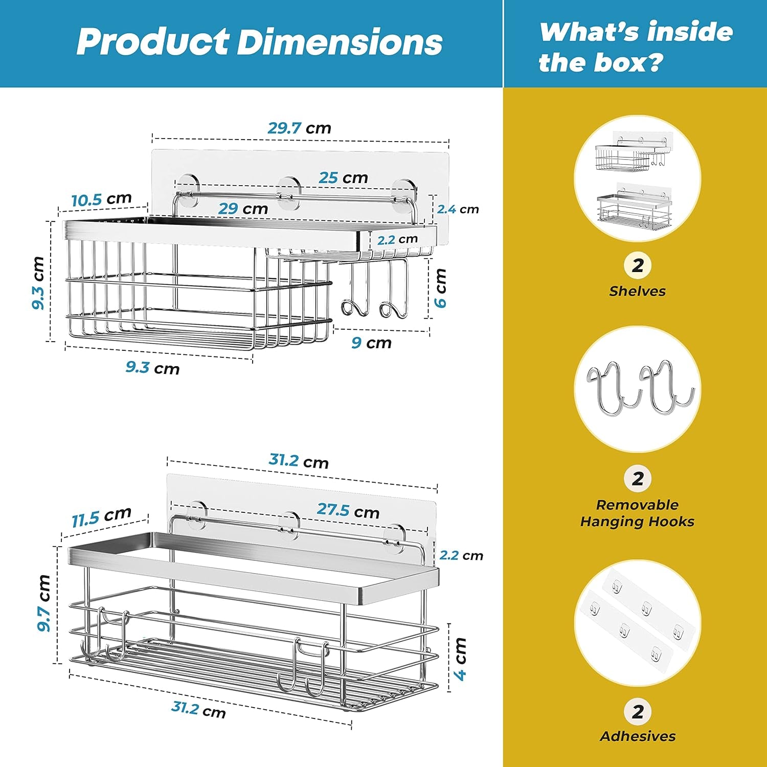 shower-caddy-and-soap-dish-holder-with-hooks-rust-resistant-2-pack
