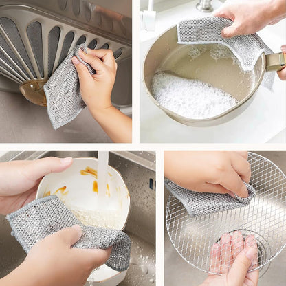 Multipurpose Wire Dishwashing Rags, 2024 New Scrubbing Wire Dishwashing Rags Non-Scratch Wire Dishcloth, Premium Metal Wire Dishwashing Cloth Scrubs Cleans for Dishes, Sinks (5 Pcs)5