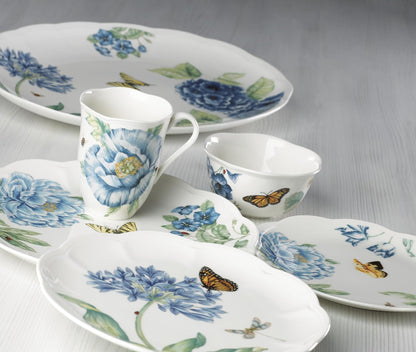Butterfly Meadow Blue Porcelain Dessert Plates, Set of 47