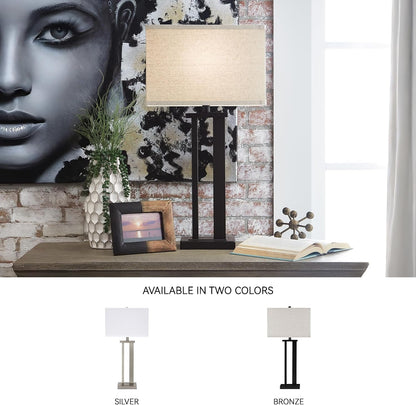 Signature Design by Ashley Aniela Table Lamp Set of 2, 29-Inch, Bronze | Solid Metal Base with a Rectangular Fabric Shade, Versatile 3 Way Lamps for Living Room Spaces and Narrow End Tables6