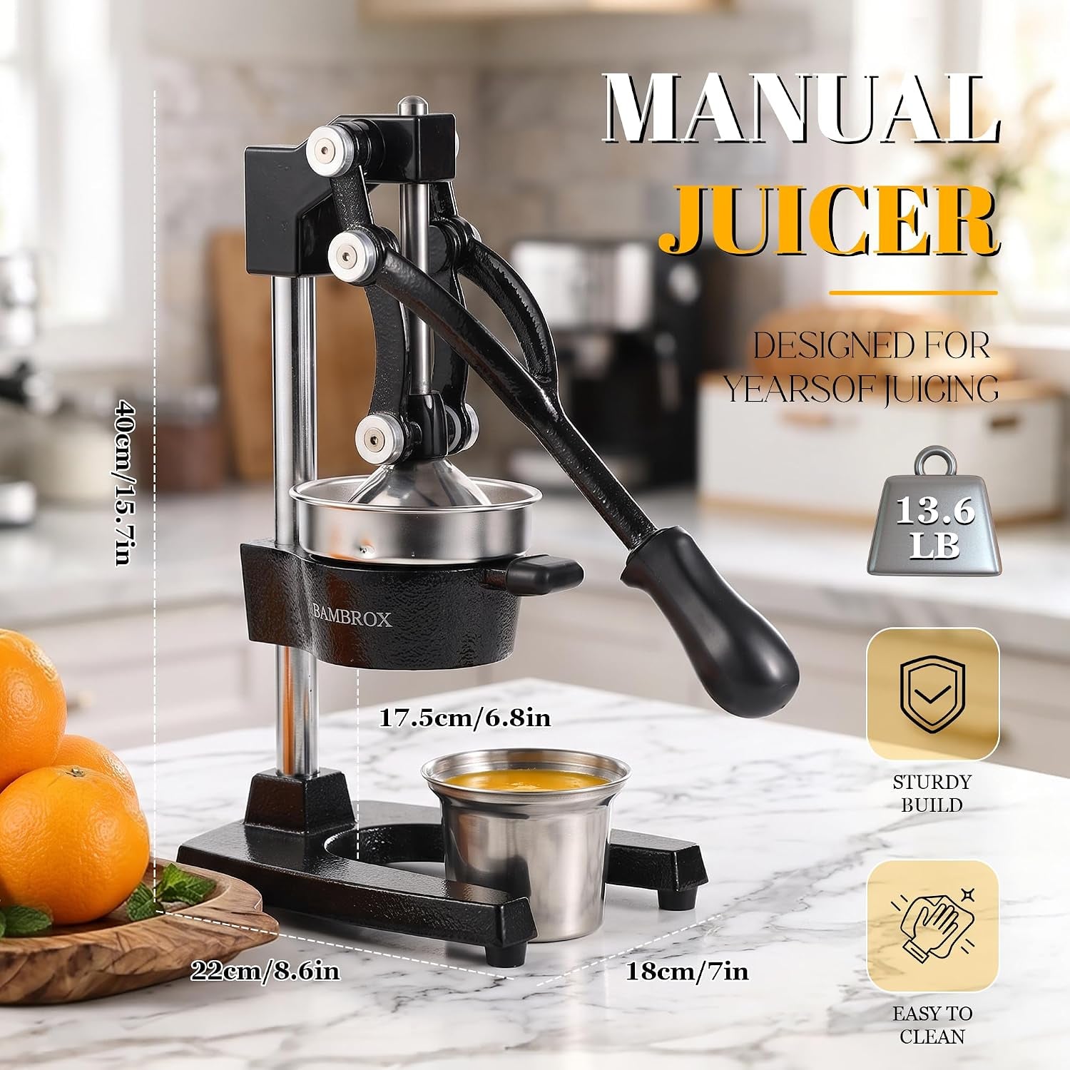 manual-cast-iron-lemon-squeezer-black-citrus-juicer-detachable-cone-free-stainless-steel-cup-extracts-juice-from-lemons-oranges-and-grapefruits-easy-to-clean