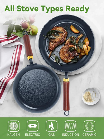 11" Enameled Carbon Steel Skillet, Nonstick Frying Pan | Stay-Cool Wooden Handle, Season-Free Stir-Fry Pan, Non-Toxic PTFE & PFOA Free, Oven-Safe & All Stovetops Compatible7
