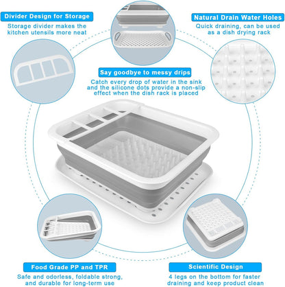 Collapsible Dish Drying Rack Portable Dish Drainers for Kitchen Counter with Drainboard, Kitchen Sink Organizer Basket RV Accessories Camper Storage and Organization Dish Rack over Sink Drying Rack4