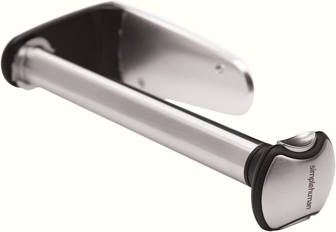 simplehuman-wall-mount-paper-towel-holder-under-cabinet-or-wall-mounted-rack-horizontal-or-vertical-install-one-handed-tear-with-tension-spring-quick-release-knob-brushed-stainless-steel