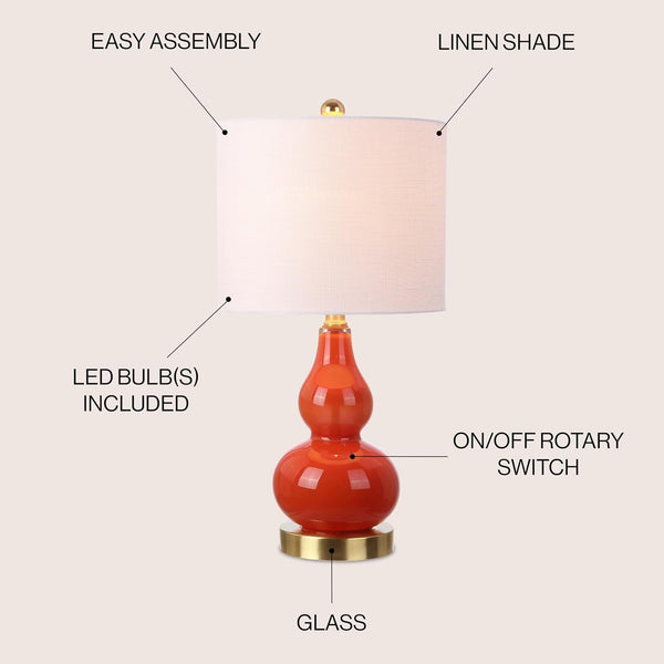 Anya Gourd Glass Table Lamp 20.5", Sunset Orange5