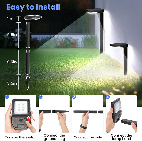 Solar Pathway Lights Outdoor, Smart Color Changing 9-In-1 Modes8