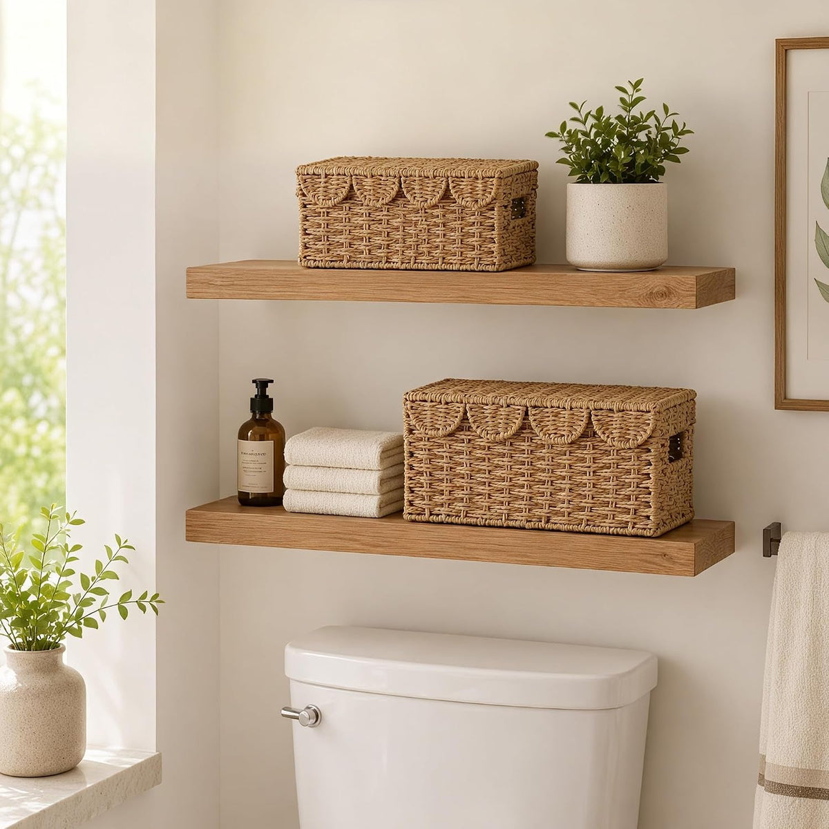 set-of-2-scalloped-wicker-basket-with-lid-paper-rope-baskets-for-shelves