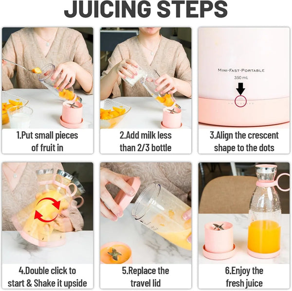Portable Blender for Shakes and Smoothies with 11.83 Oz Travel Cup and Lid,Durable Stainless Steel Blades for Juice Blending Performance, Pink4