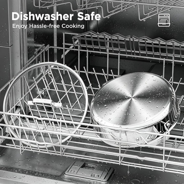 5Qt Sauté Pan W/Lid, Stainless Steel Braiser, Chicken Fryer | Non-Toxic Uncoated Pot, Dishwasher & Oven Safe, Induction Ready, Dual Cool Handle, 3-Ply Clad for Fast Heat7